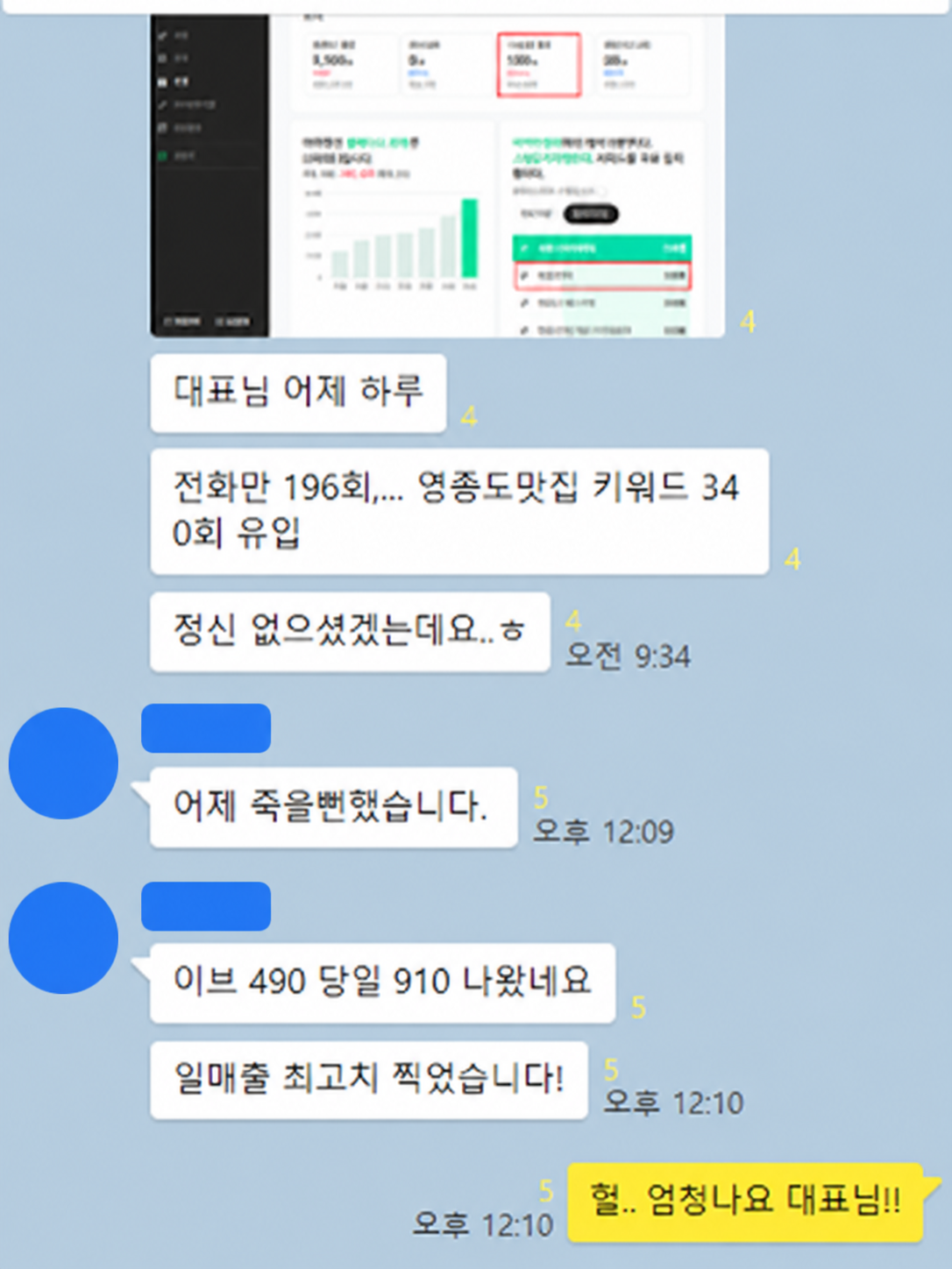 모자이크 처리된 고객 카카오톡 대화 사례 10