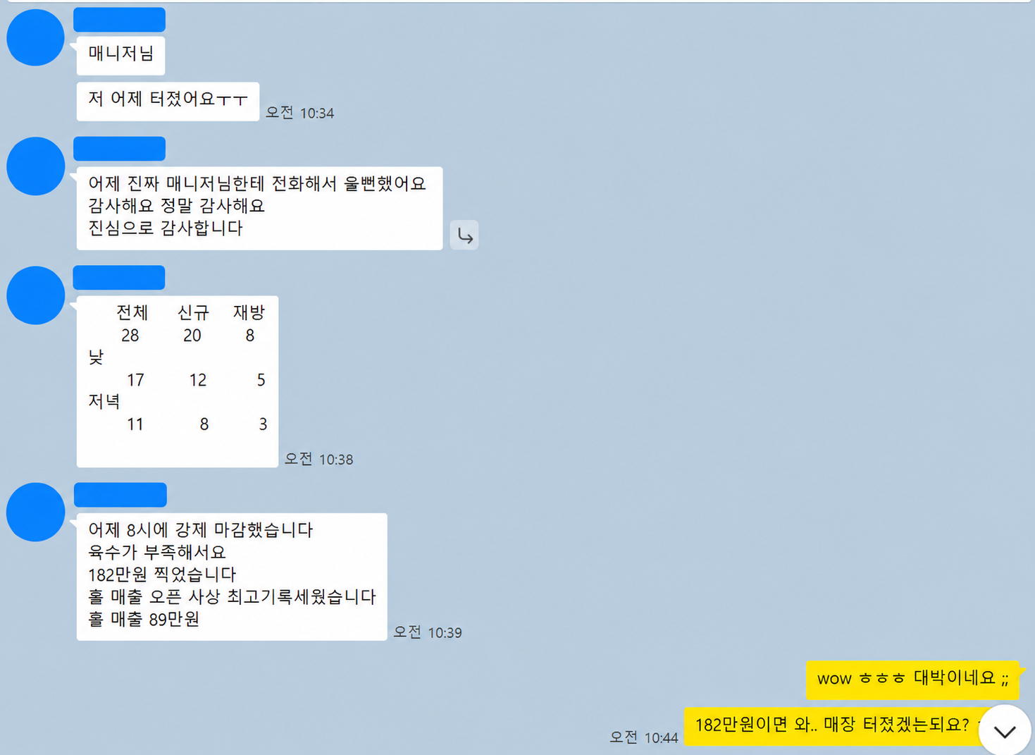 모자이크 처리된 고객 카카오톡 대화 사례 9